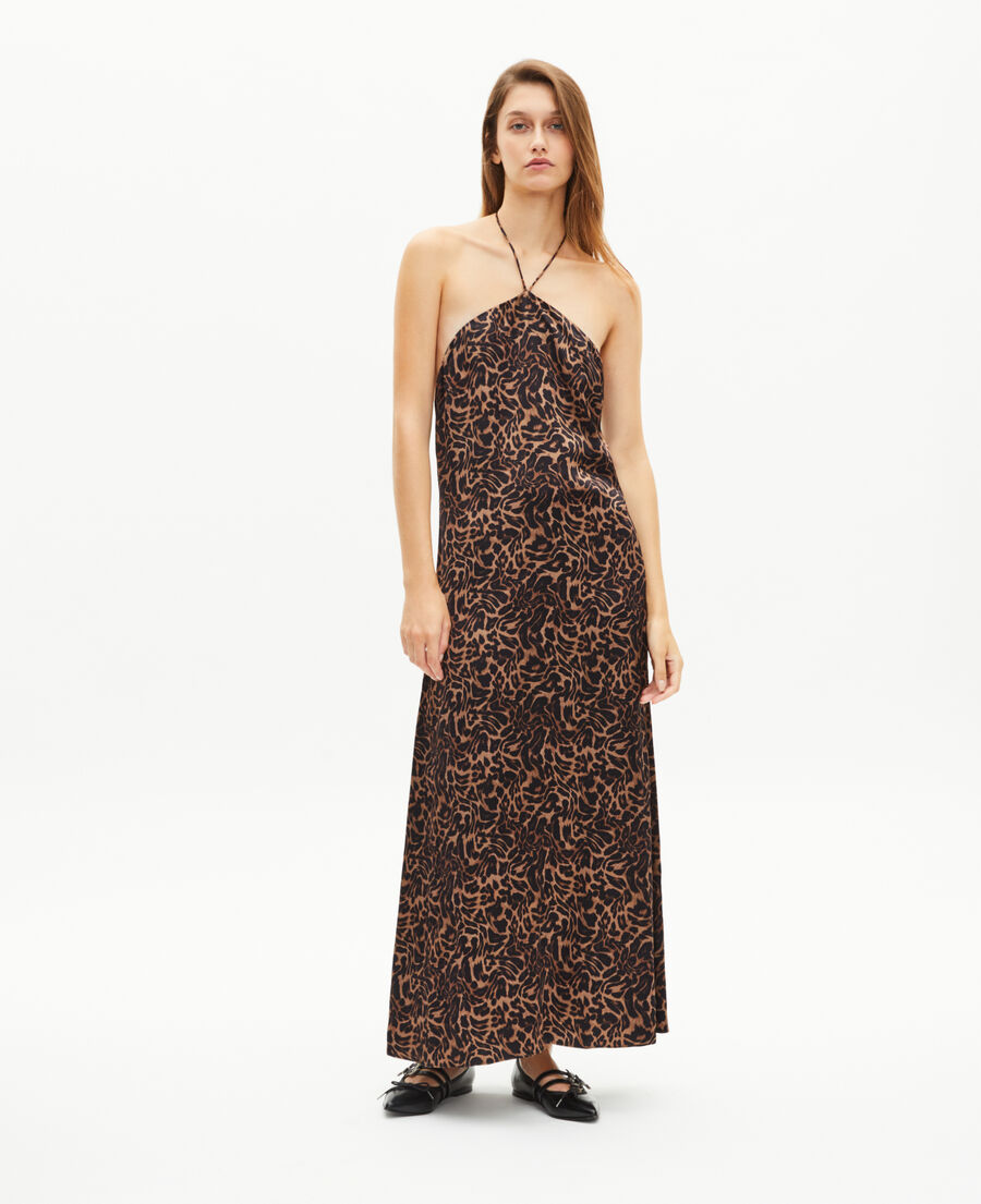 The Kooples DAMEN LEOPARD langes, &auml;rmelloses kleid mit leopardenmuster