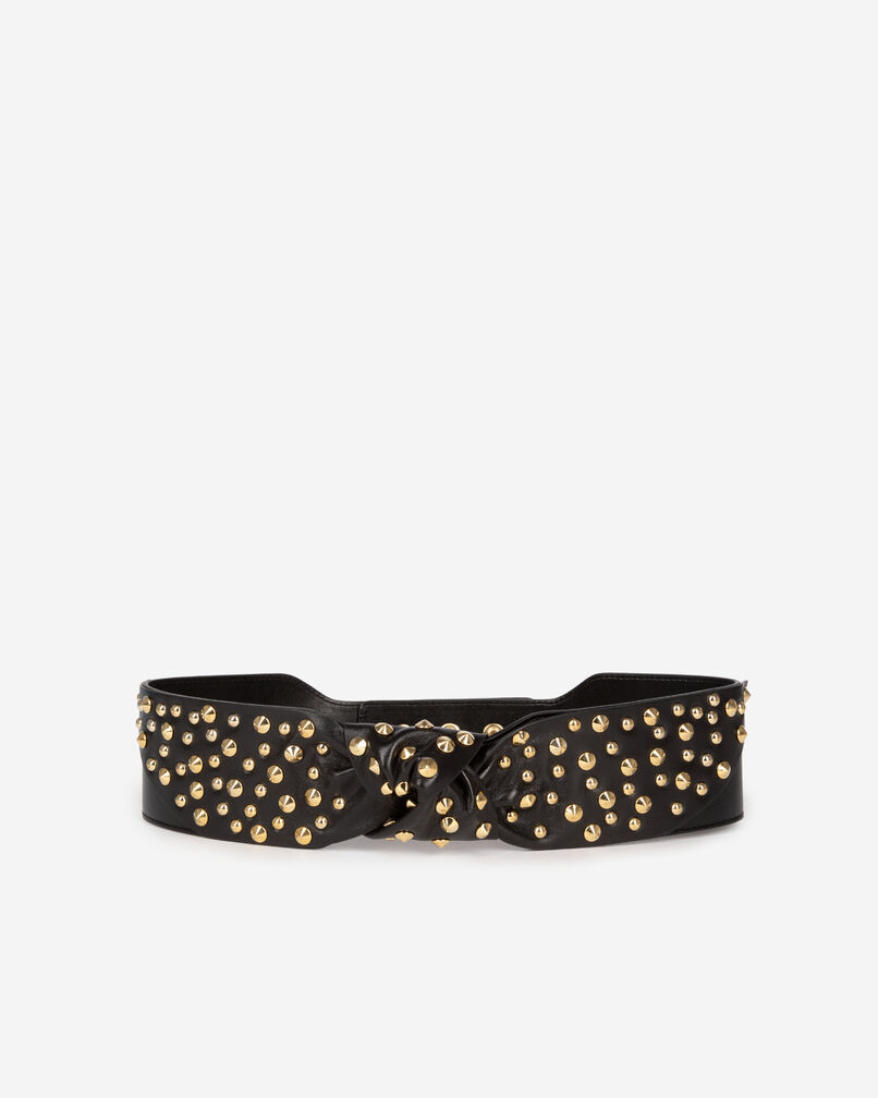 The Kooples FEMME BLACK ceinture large cloutée en cuir noir