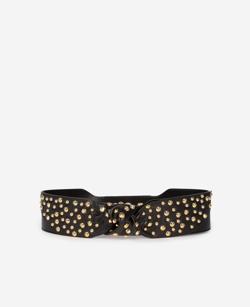 The Kooples DAMEN BLACK breiter gürtel mit nieten aus schwarzem leder