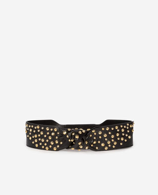 The Kooples DAMEN BLACK breiter gürtel mit nieten aus schwarzem leder