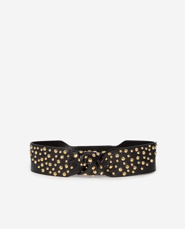 The Kooples FEMME BLACK ceinture large cloutée en cuir noir
