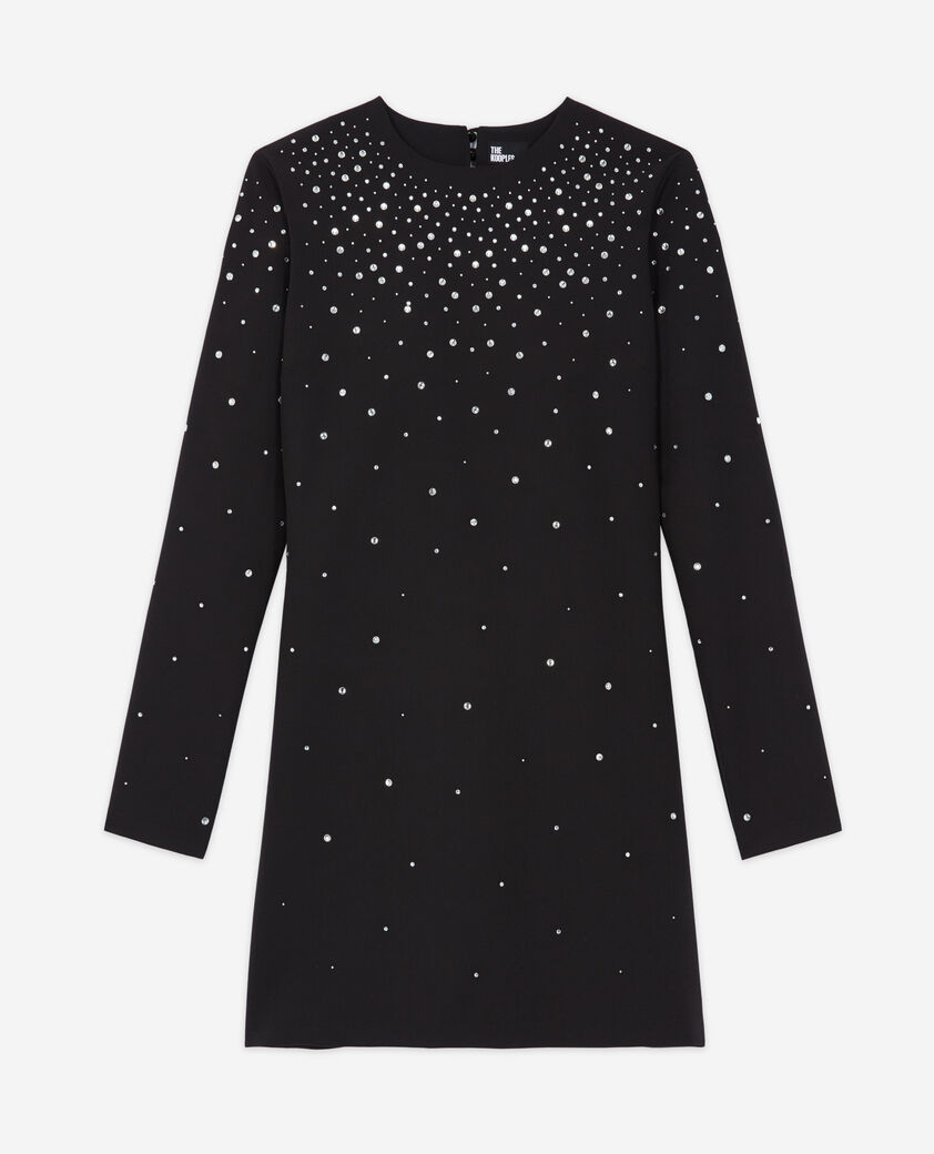 The Kooples FEMME BLACK robe courte détails strass noire
