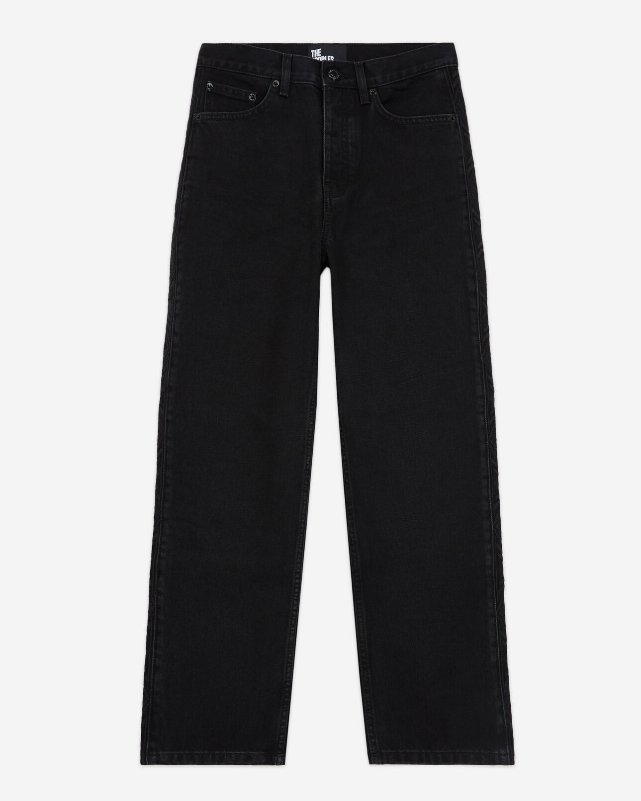 The Kooples F BLACK WASHED straight-cut jeans with black embroidery