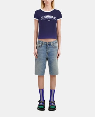 The Kooples F WASHED NAVY navy blue t-shirt with glendale serigraphy