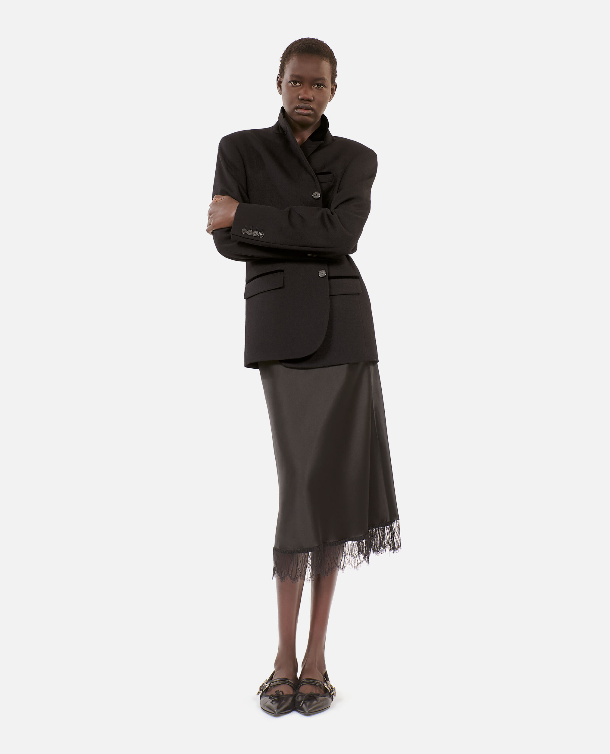 Jupe longue avec details en dentelle noire The Kooples