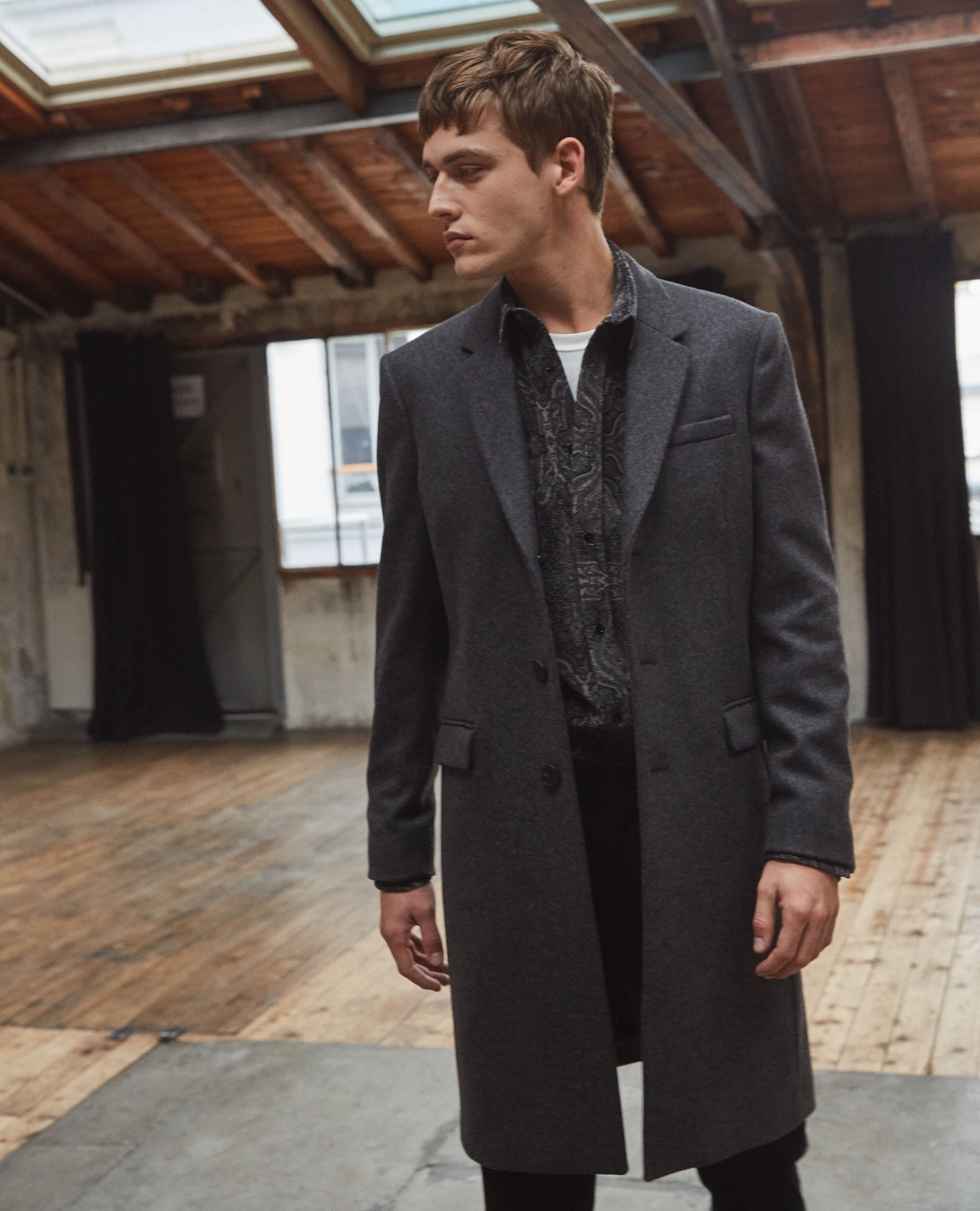 Grey straight coat hot sale