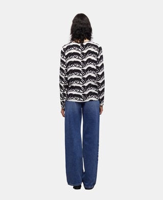 The Kooples F BLACK / WHITE panther printed blouse