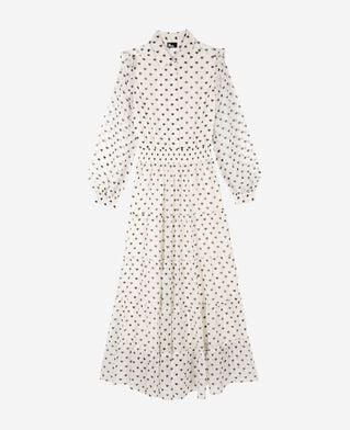 The Kooples FEMME WHITE / BLACK robe longue imprim&eacute; c&oelig;urs &eacute;crue