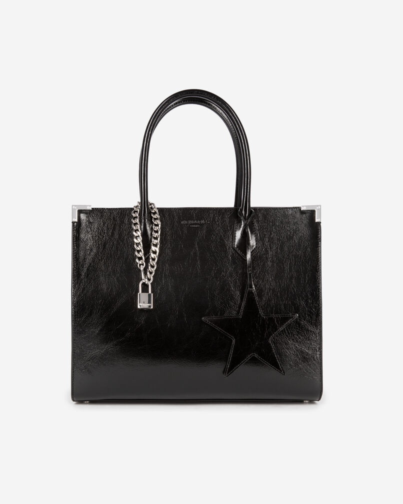 The Kooples FEMME BLACK sac cabas ming en cuir noir