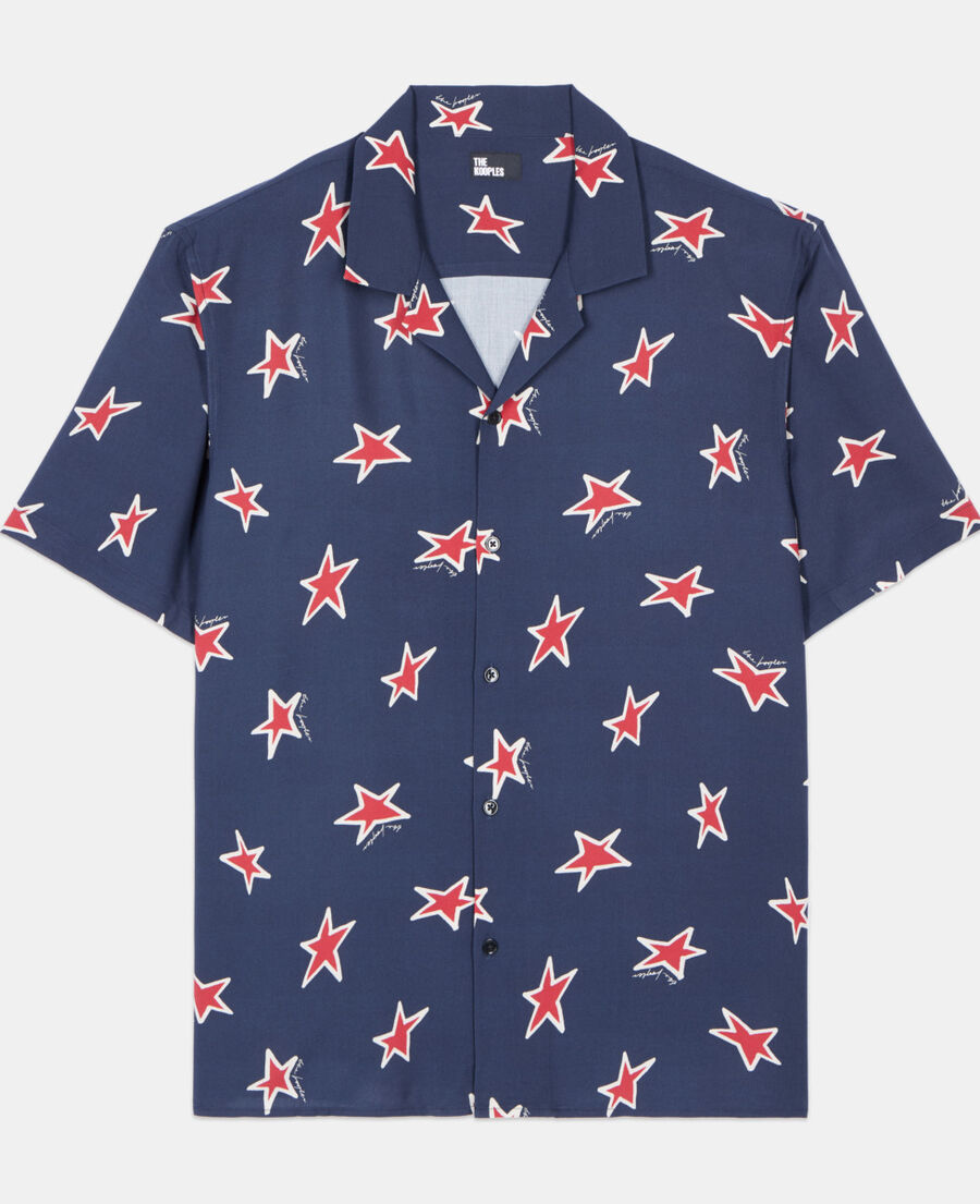 The Kooples H NAVY-RED short-sleeved star printed shirt