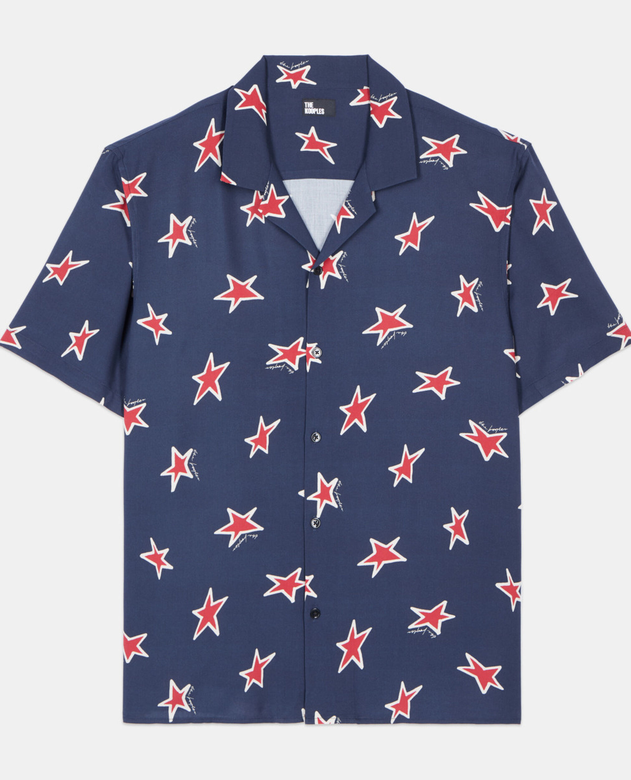 Short-sleeved star printed shirt, NAVY-RED, hi-res image number null