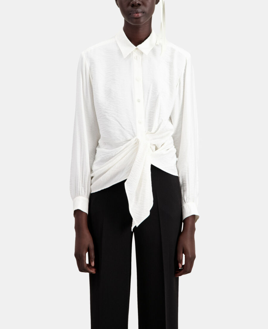 The Kooples DAMEN ECRU ecrufarbenes hemd mit drapierung