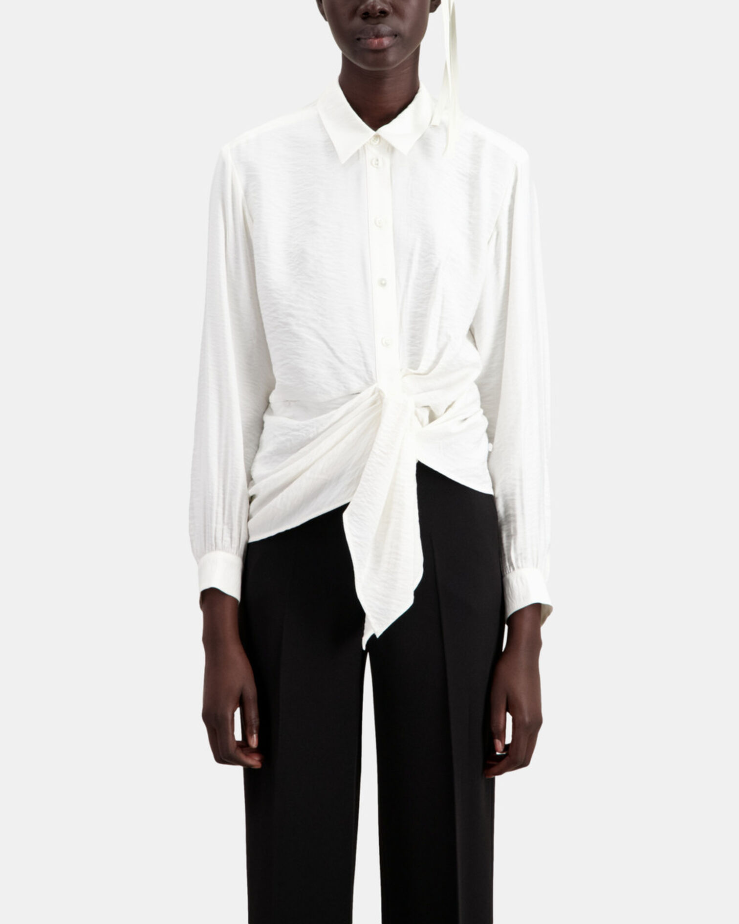 Ecru shirt with draped effect, ECRU, hi-res image number null