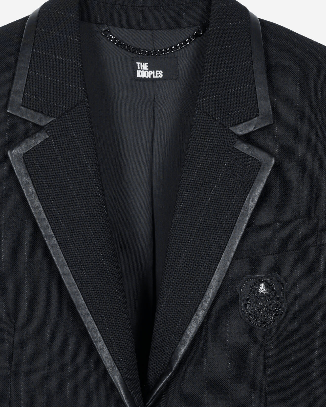 The Kooples FEMME BLACK veste à rayures tennis en laine mélangée noire