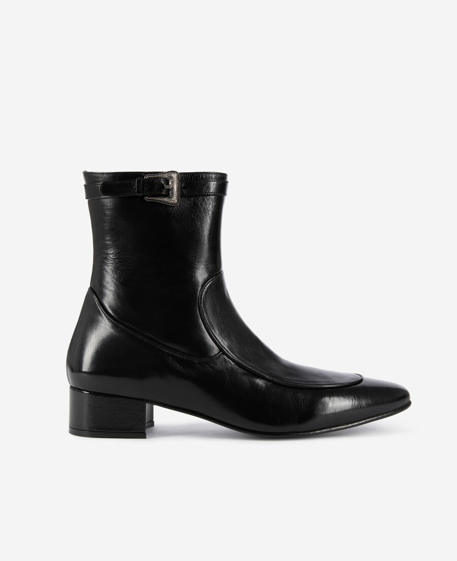 The Kooples HERREN BLACK schwarze stiefeletten aus leder mit schnalle