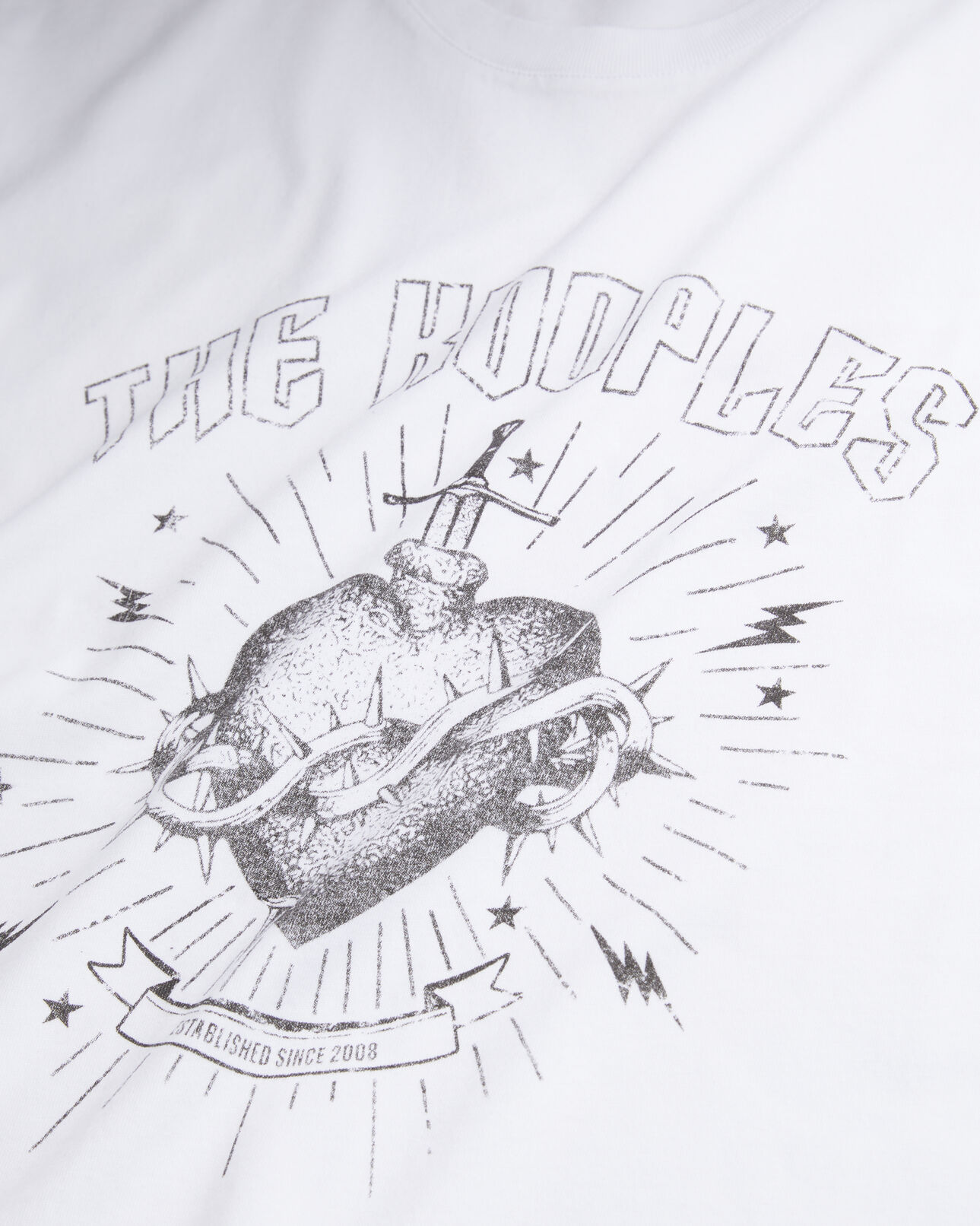 The Kooples MEN WHITE men's white t-shirt with dagger through heart serigraphy
