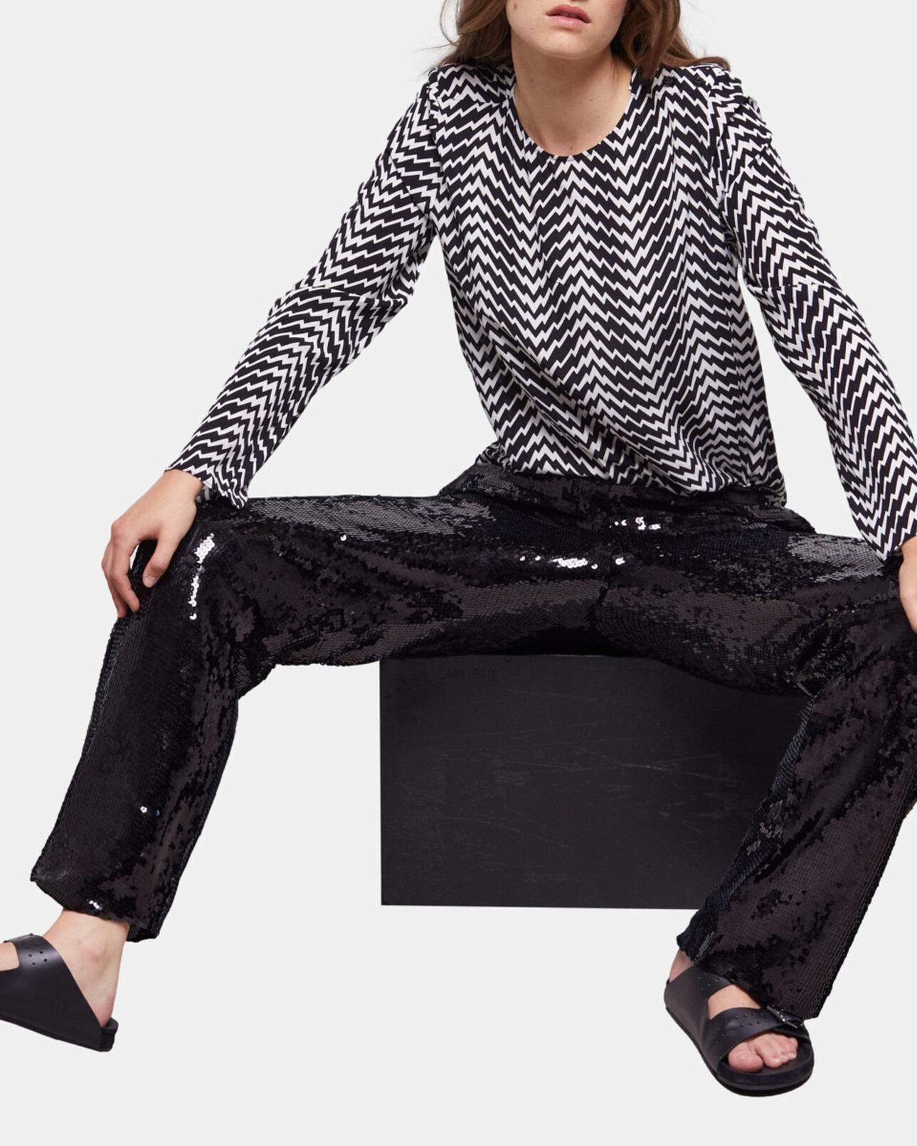 The Kooples WOMEN BLACK WHITE black printed top