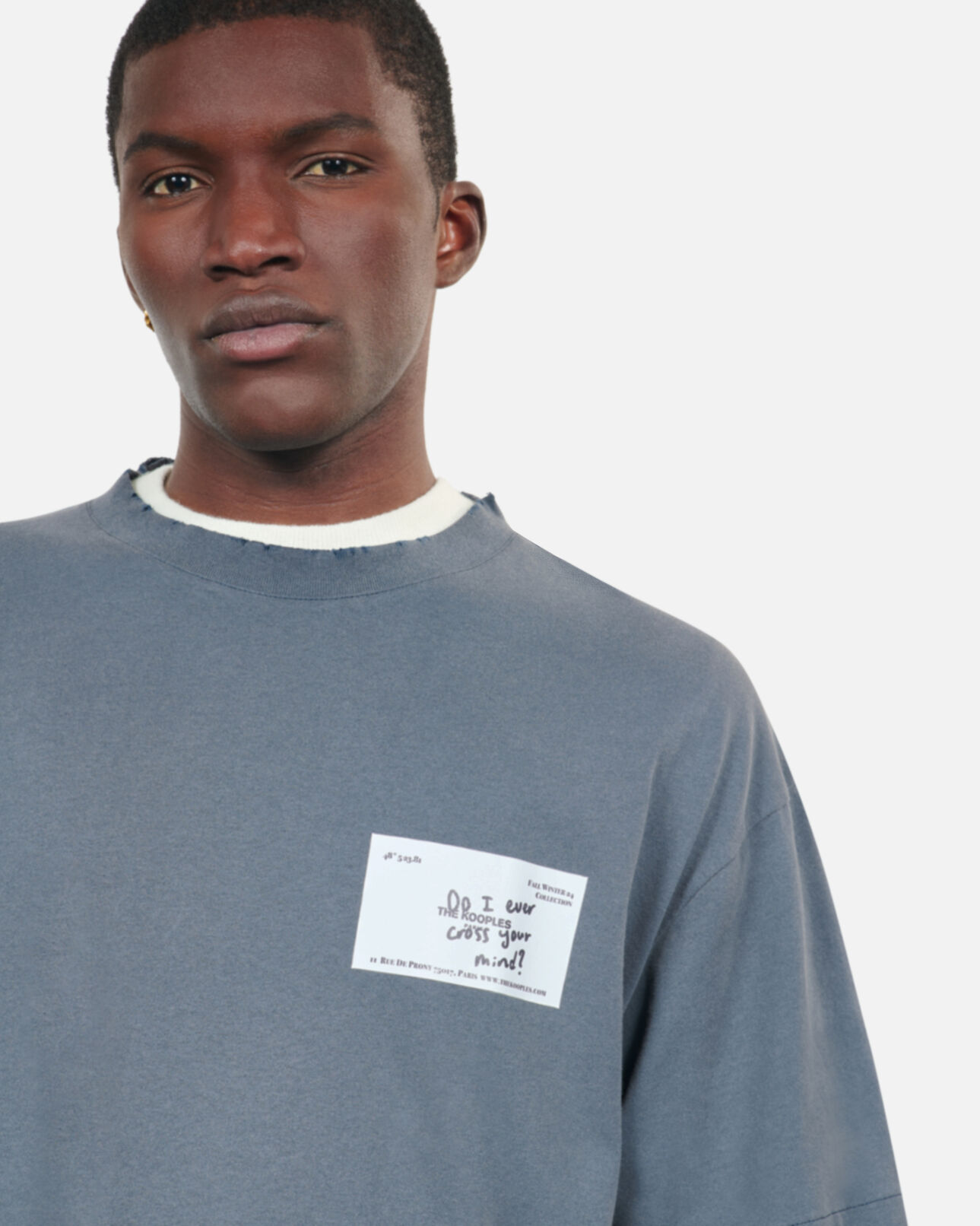 The Kooples MEN DARK BLUE blue business card serigraphy t-shirt