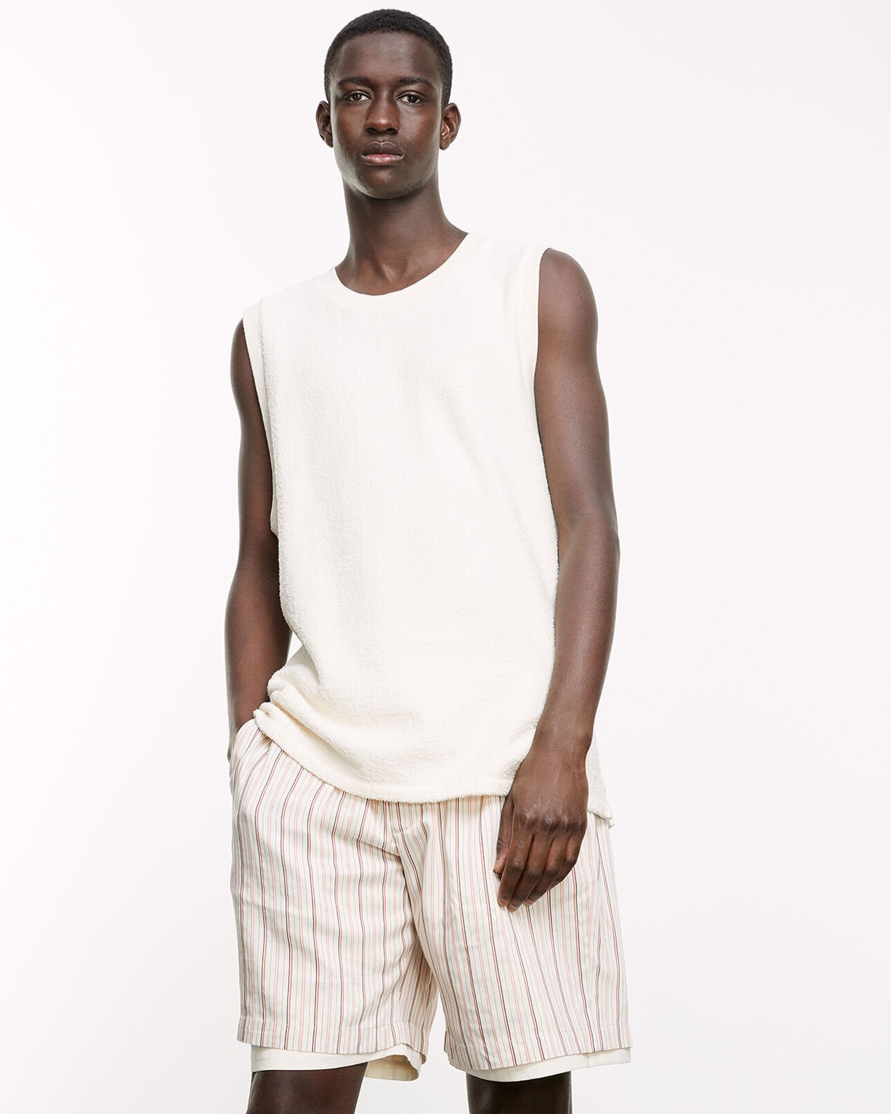 The Kooples HOMME OFF WHITE t-shirt écru coton sans manches