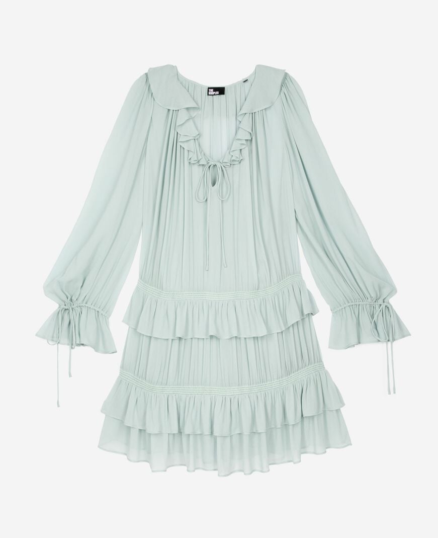 The Kooples DAMEN BLUE/GREEN kurzes kleid mit rüschen blau