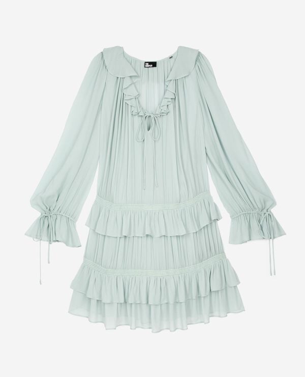 The Kooples FEMME BLUE/GREEN robe courte avec volants bleu