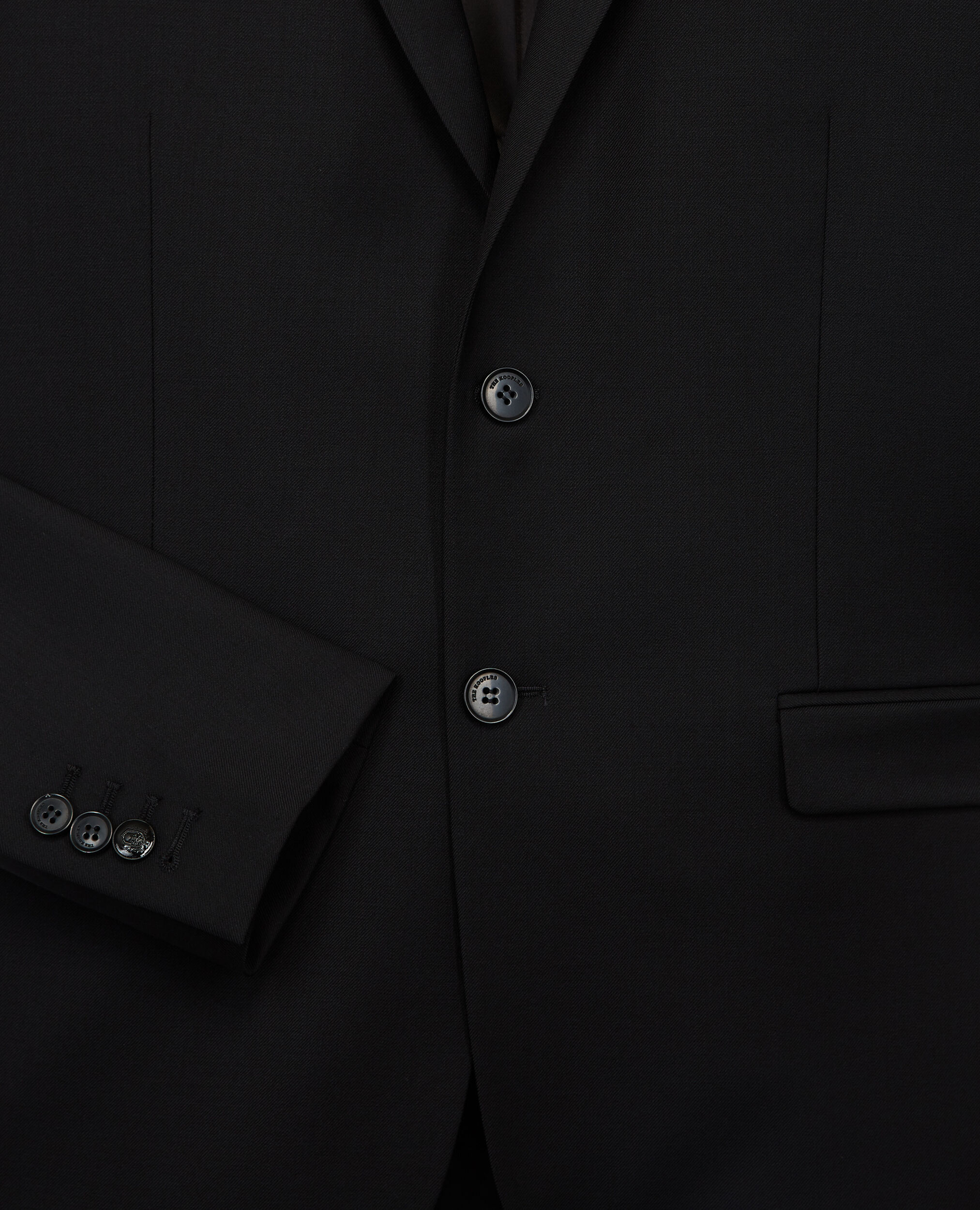 Black wool suit fitted jacket, BLACK, hi-res image number null