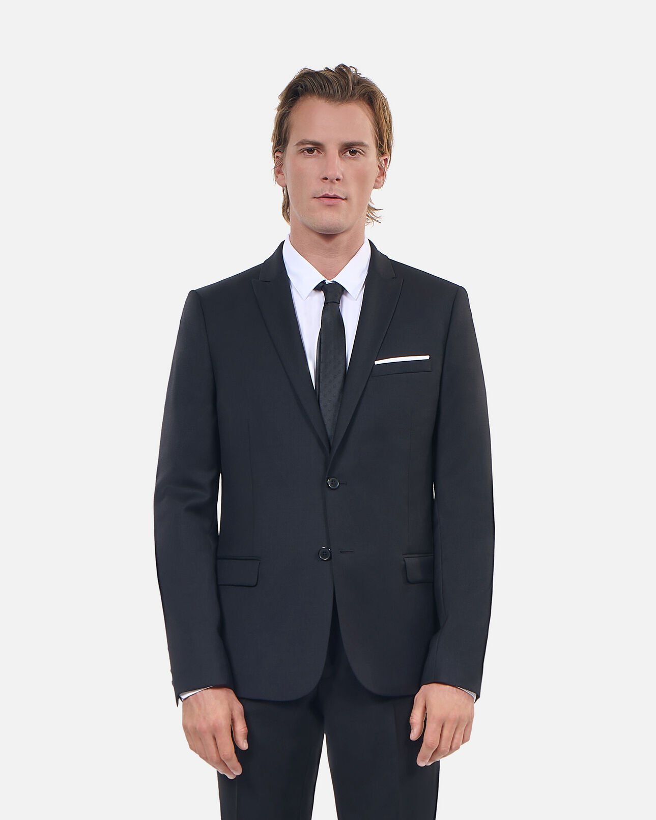 The Kooples HOMME BLACK veste de costume en laine noire coupe ajustée