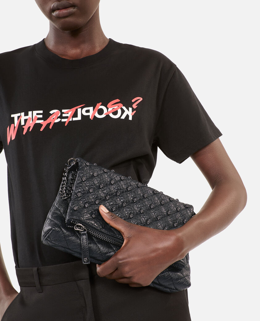 The Kooples F BLACK heritage small black leather pouch