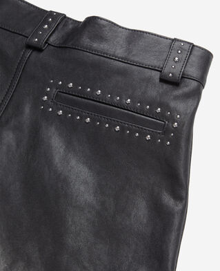 The Kooples F BLACK leather shorts with studs
