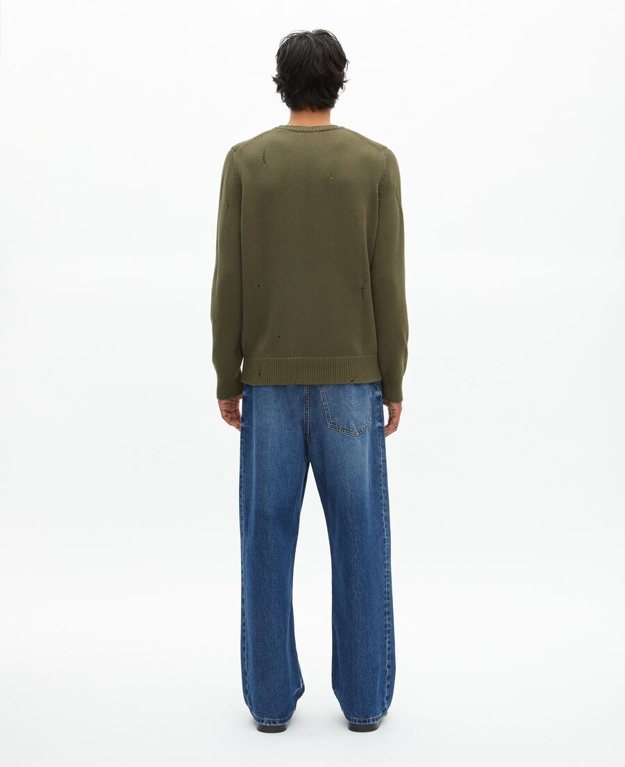 The Kooples HOMME KAKI pull avec d&eacute;tails ajour&eacute;s kaki