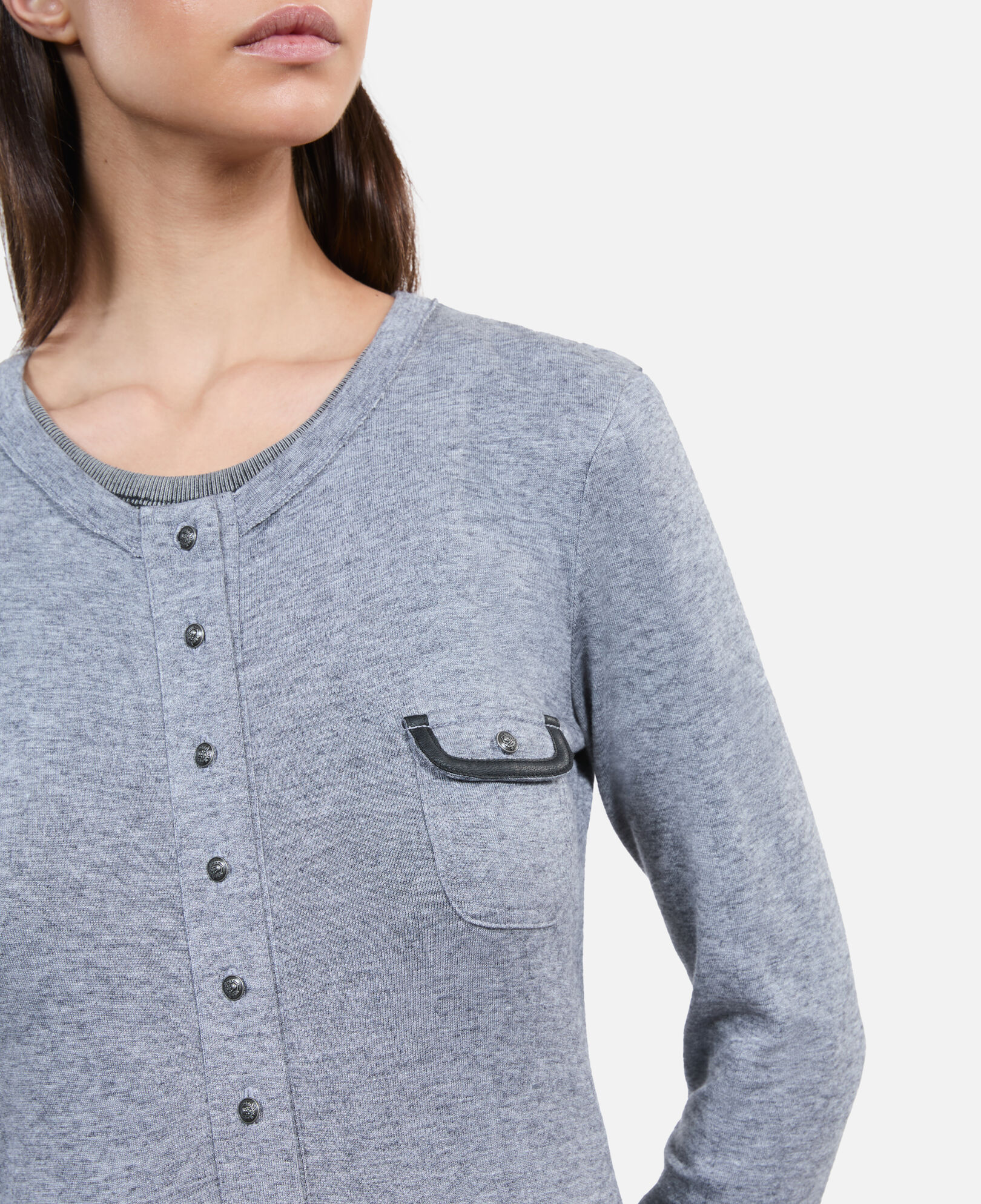 The Kooples WOMEN GREY MELANGE grey long-sleeved t-shirt