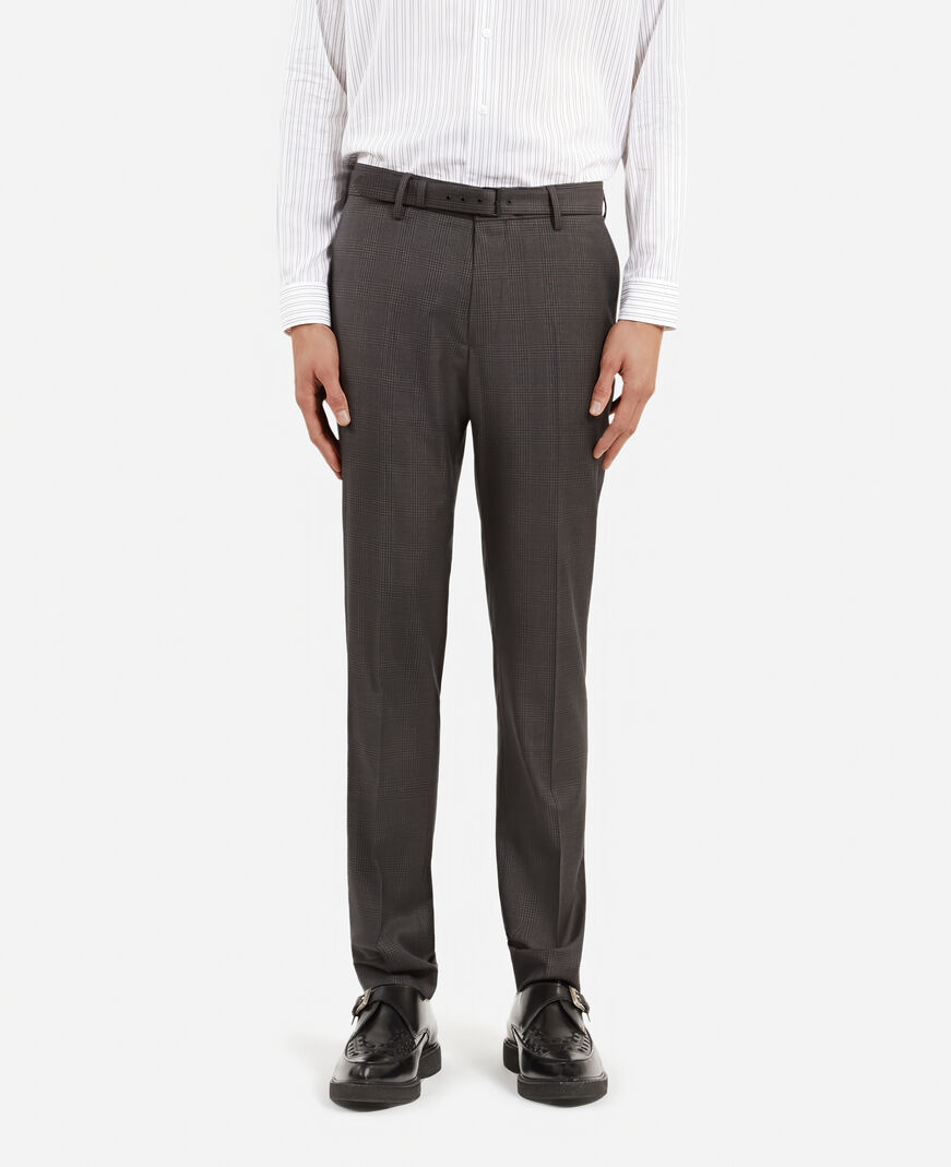The Kooples HOMME DARK GREY pantalon de costume en laine prince de galles gris