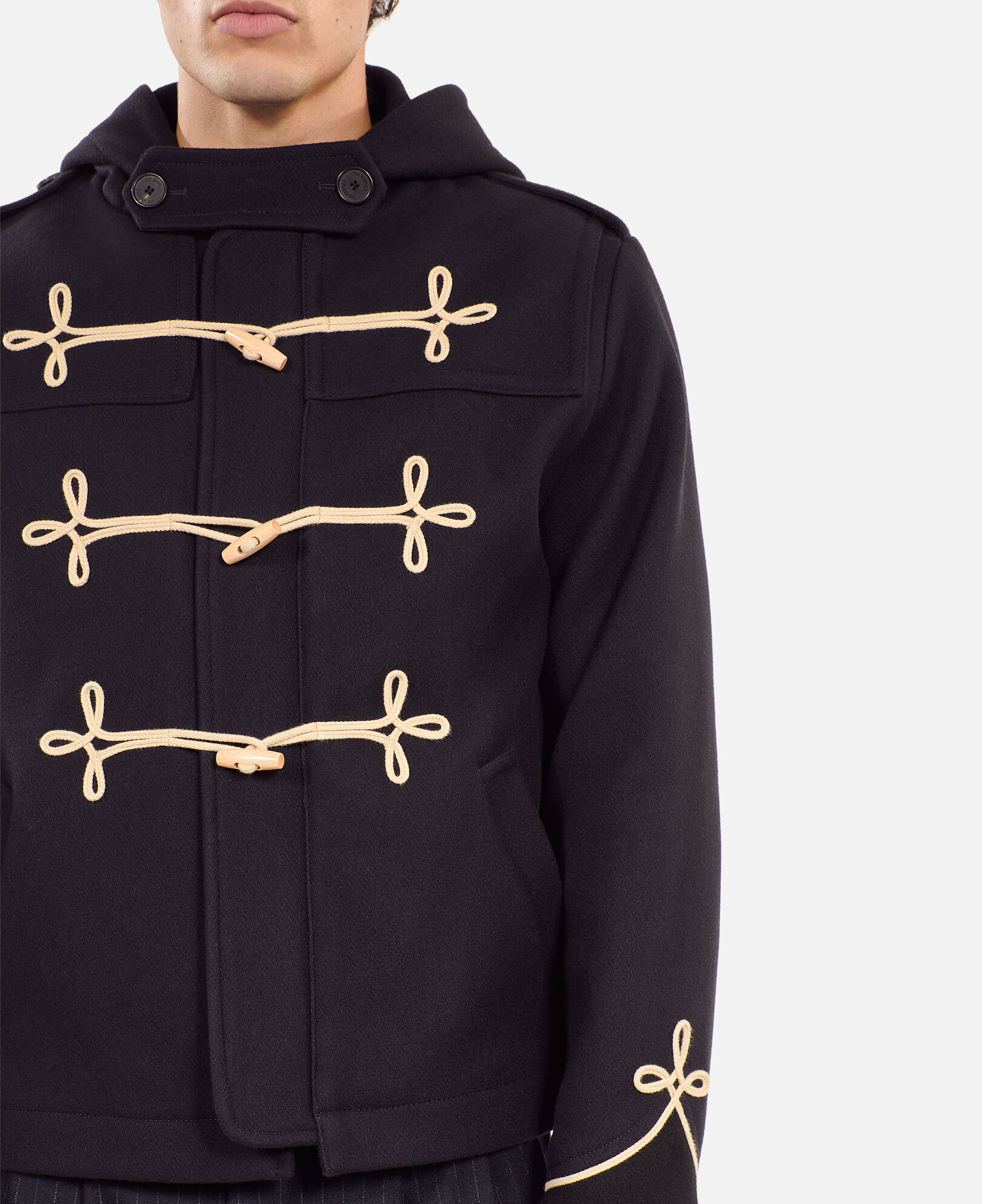 The Kooples HOMME DARK NAVY caban court à capuche bleu marine