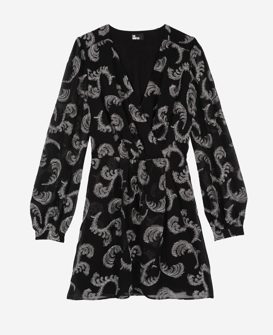 The Kooples DAMEN BLACK / SILVER kleid mit wickeleffekt kurz schwarz