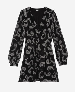 The Kooples FEMME BLACK / SILVER robe effet portefeuille courte noire