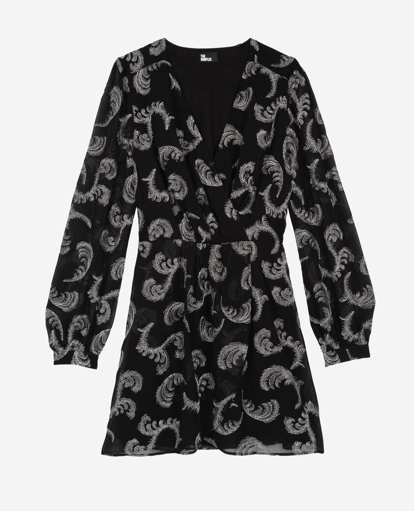 The Kooples DAMEN BLACK / SILVER kleid mit wickeleffekt kurz schwarz