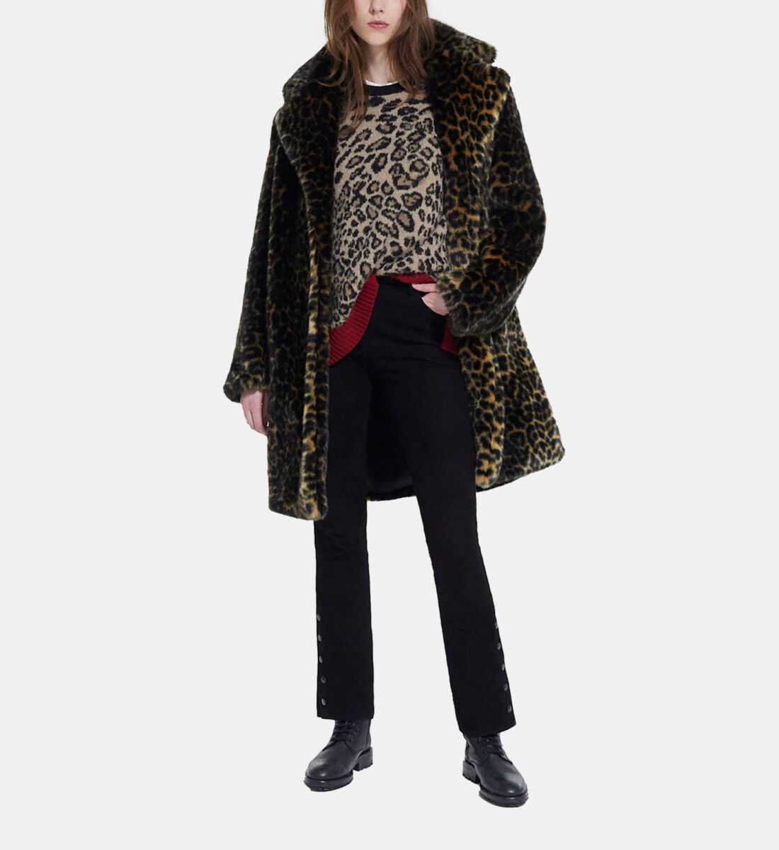 Dark leopard print deals coat
