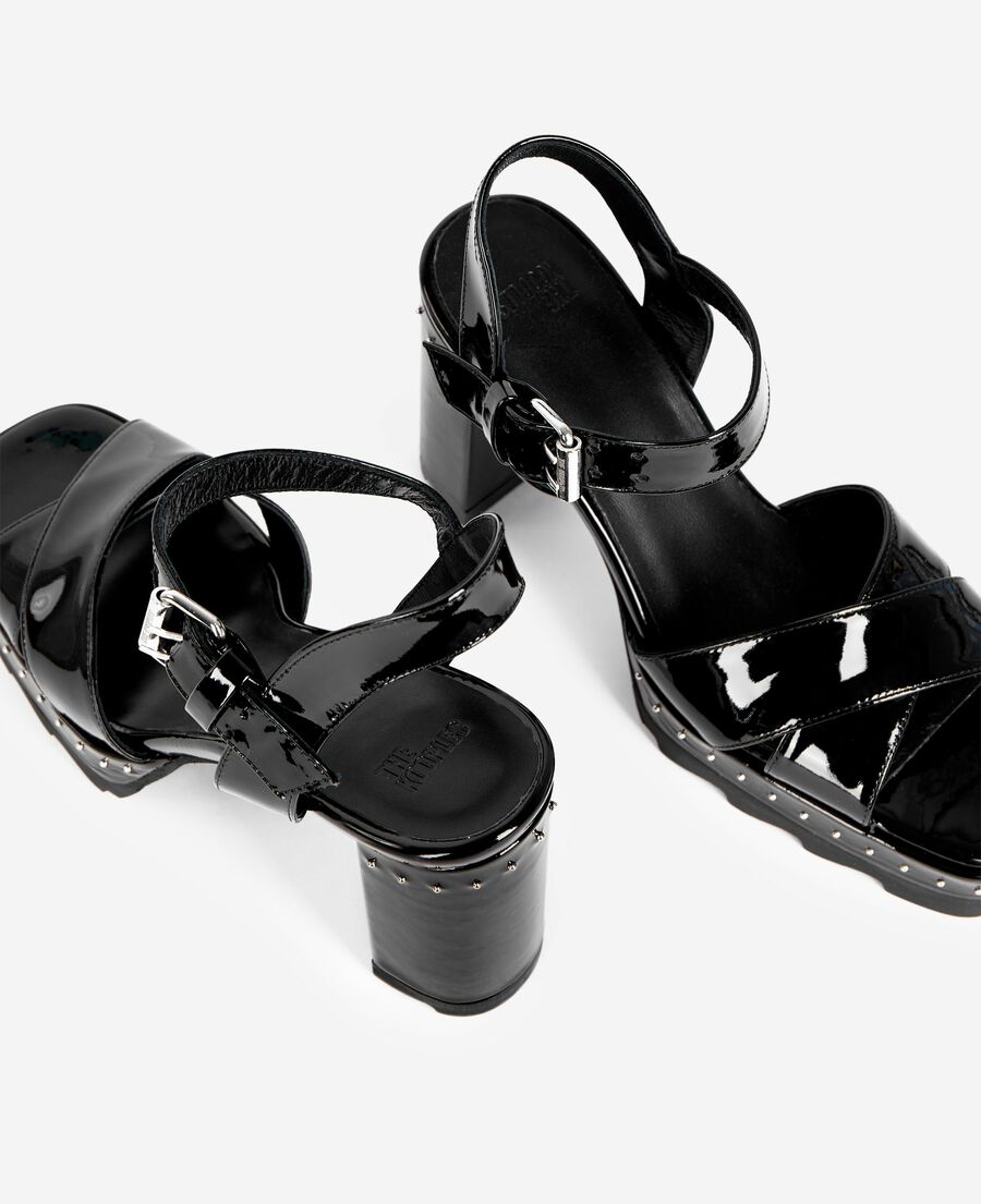 The Kooples F BLACK black patent leather heeled sandals