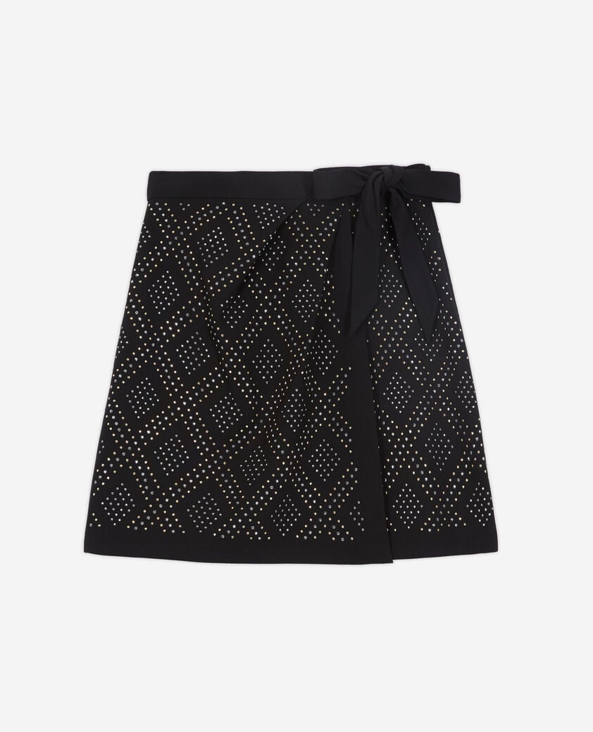 The Kooples FEMME BLACK jupe courte portefeuille noire