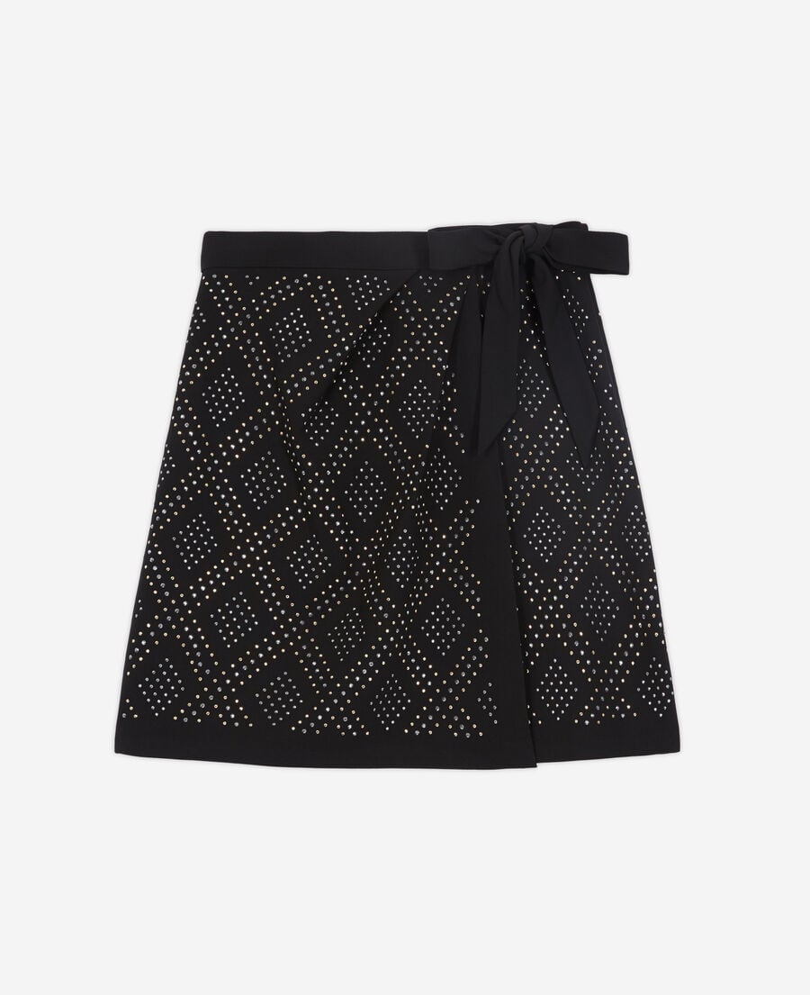 The Kooples FEMME BLACK jupe courte portefeuille noire