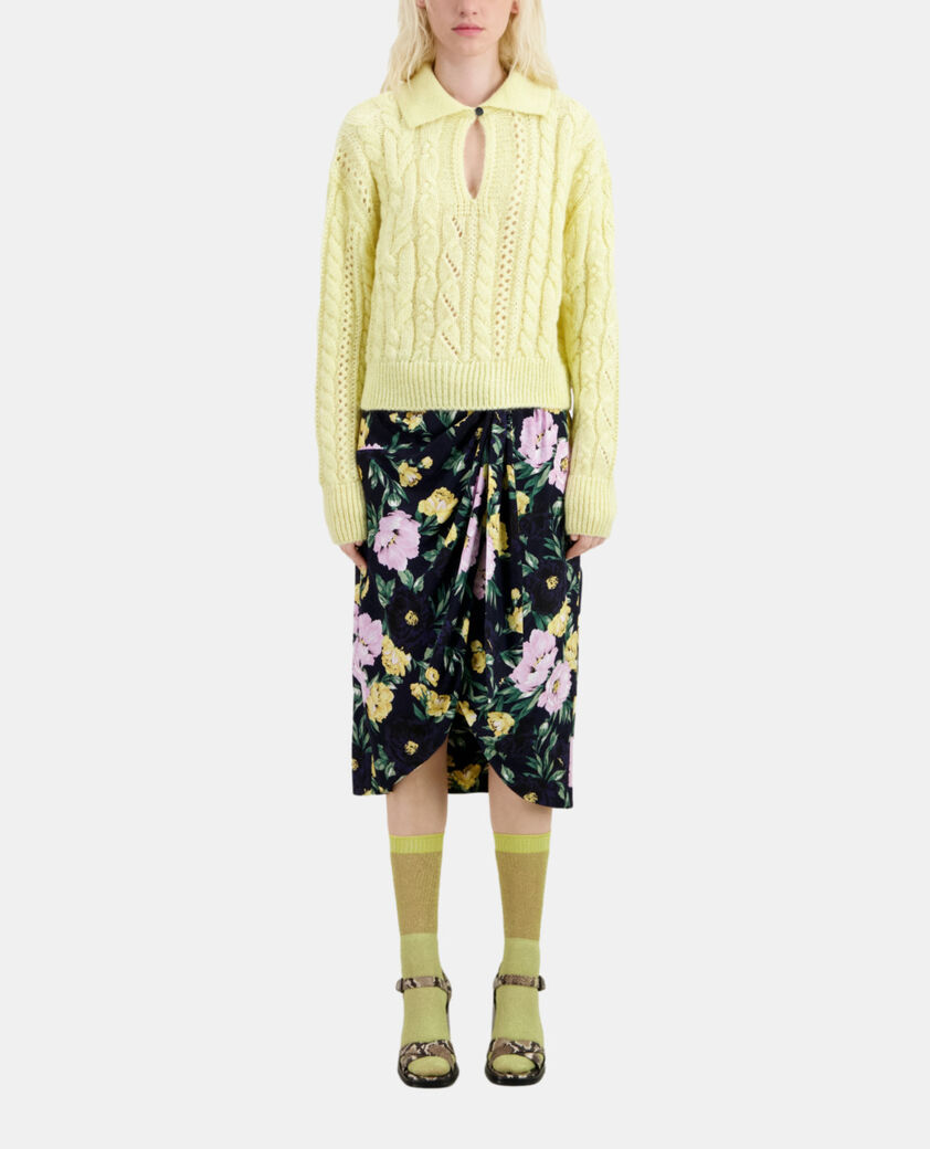 The Kooples FEMME YELLOW pull en laine m&eacute;lang&eacute;e jaune