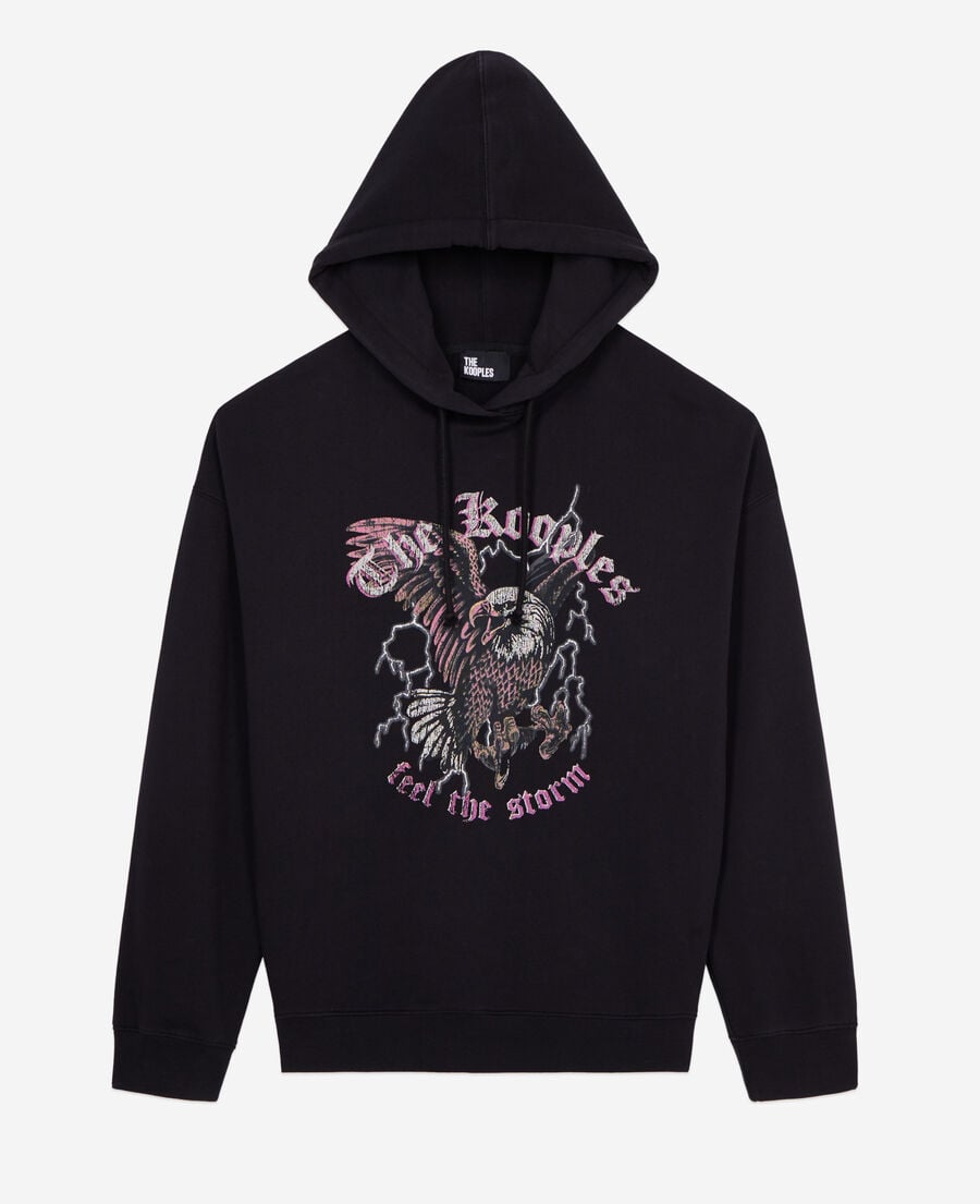 The Kooples F BLACK black sweatshirt with feel the storm serigraphy