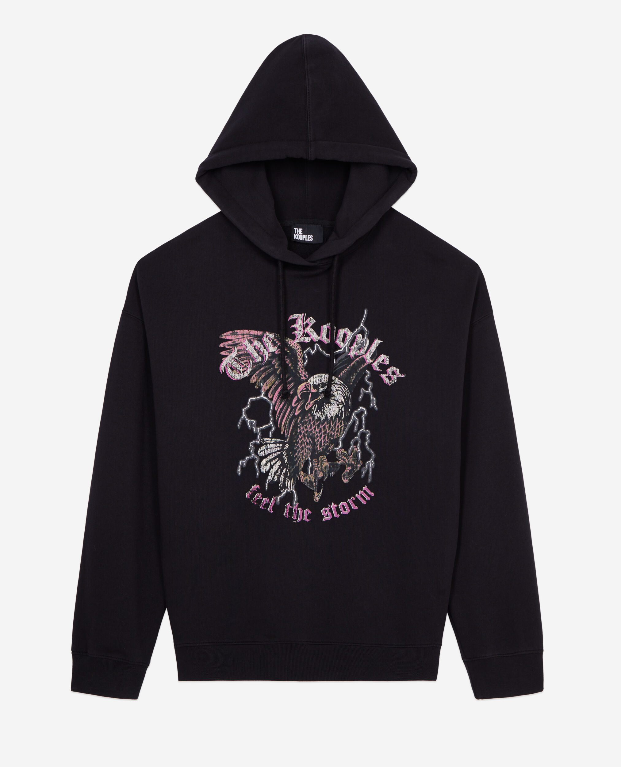 Black sweatshirt with Feel the storm serigraphy, BLACK, hi-res image number null