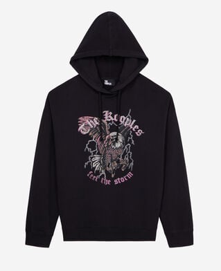 The Kooples F BLACK black sweatshirt with feel the storm serigraphy
