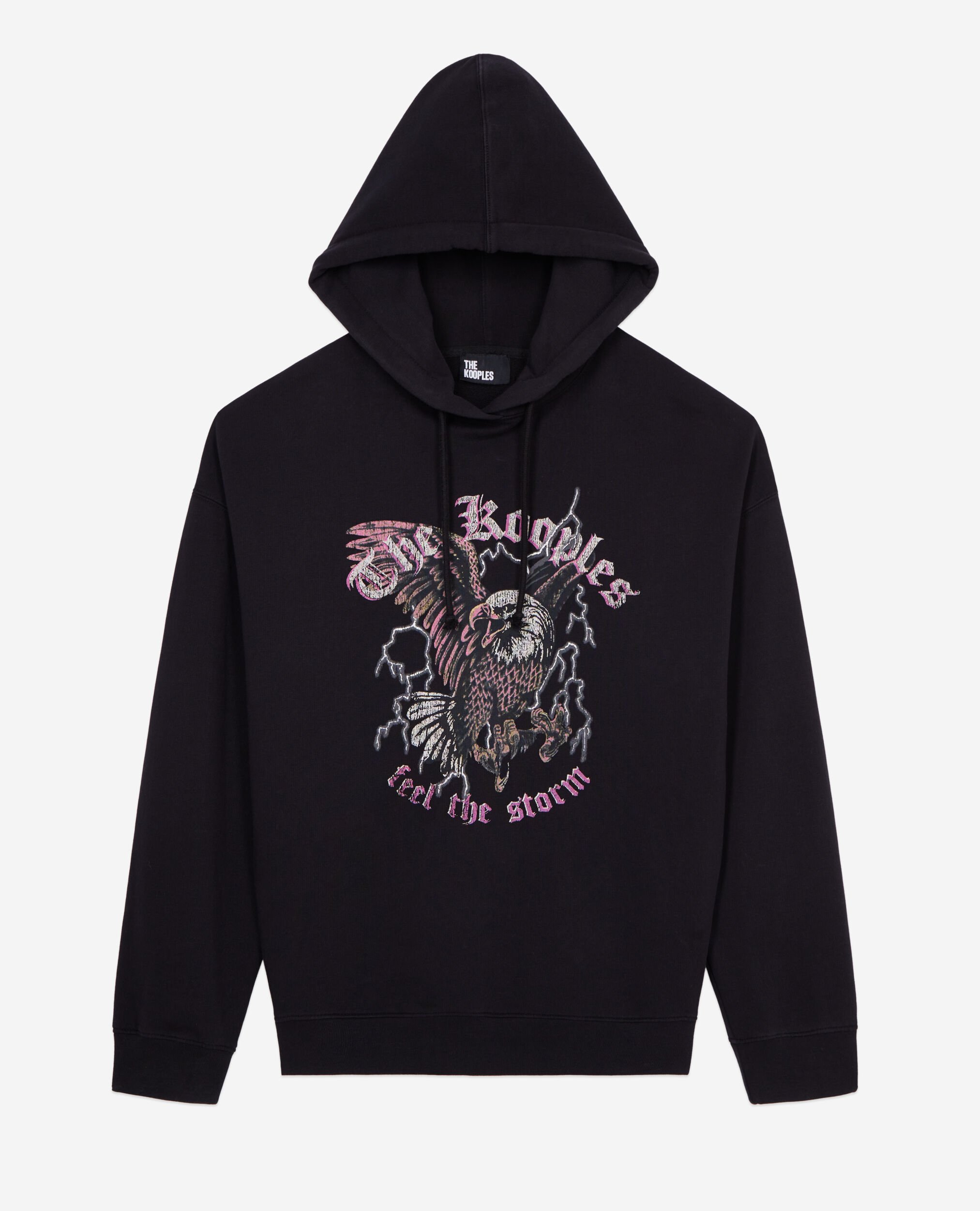 Black sweatshirt with Feel the storm serigraphy, BLACK, hi-res image number null