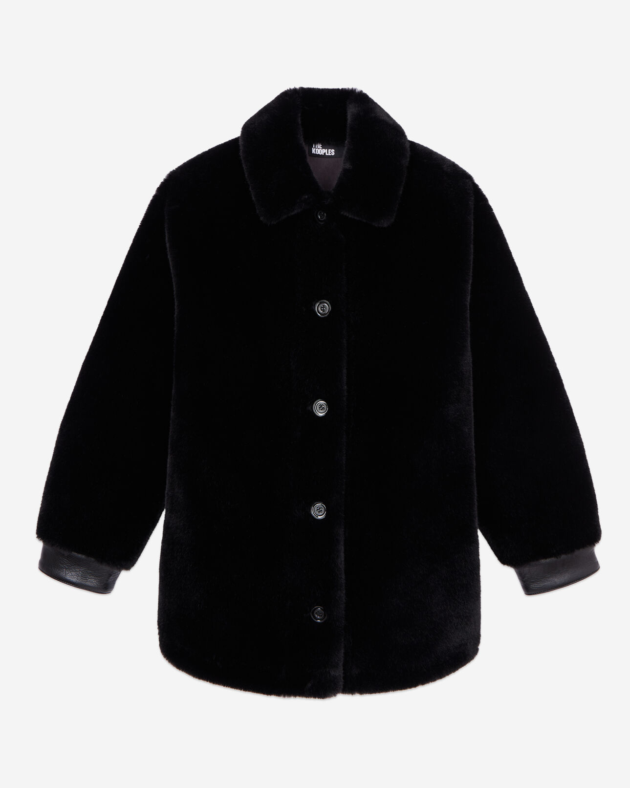 The Kooples FEMME BLACK blouson noir style surchemise imitation fourrure