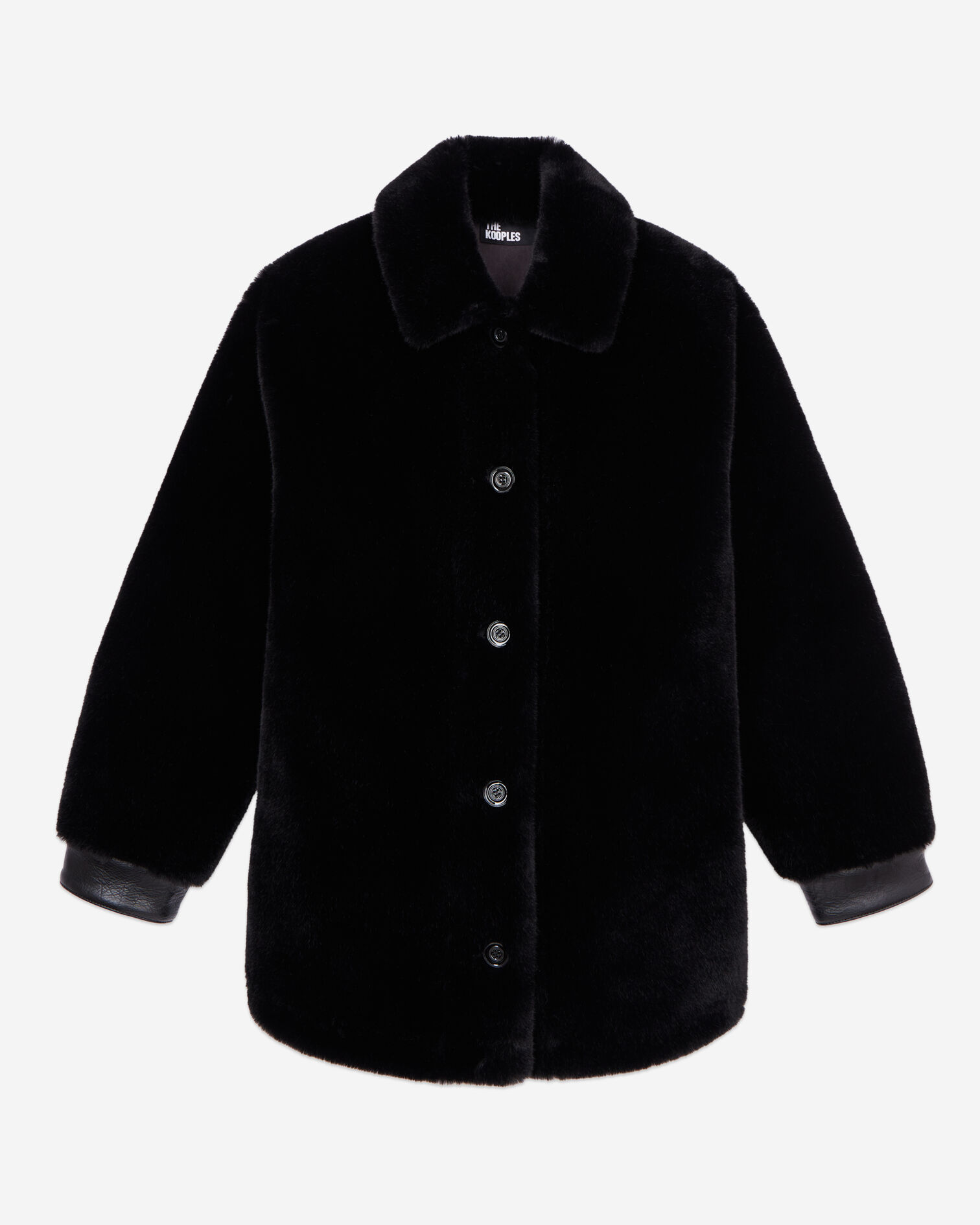 Blouson noir style surchemise imitation fourrure, BLACK, hi-res image number null