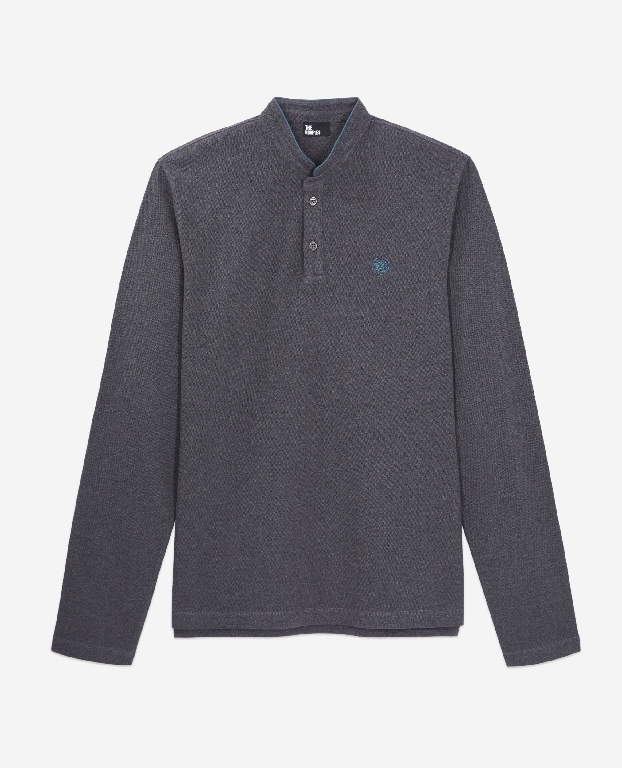 Grey cotton polo t-shirt, GREY MELANGE, hi-res image number null