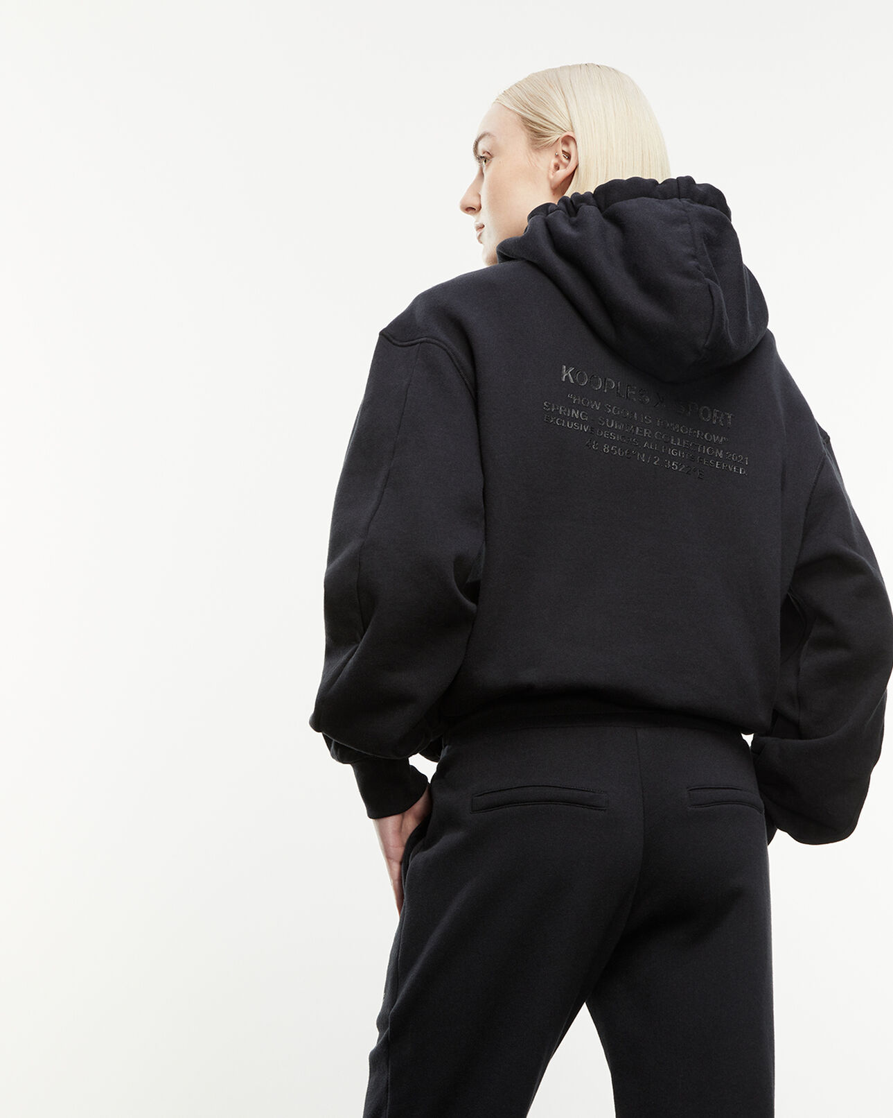 The Kooples MUJER BLACK sudadera negra capucha bolsillo canguro
