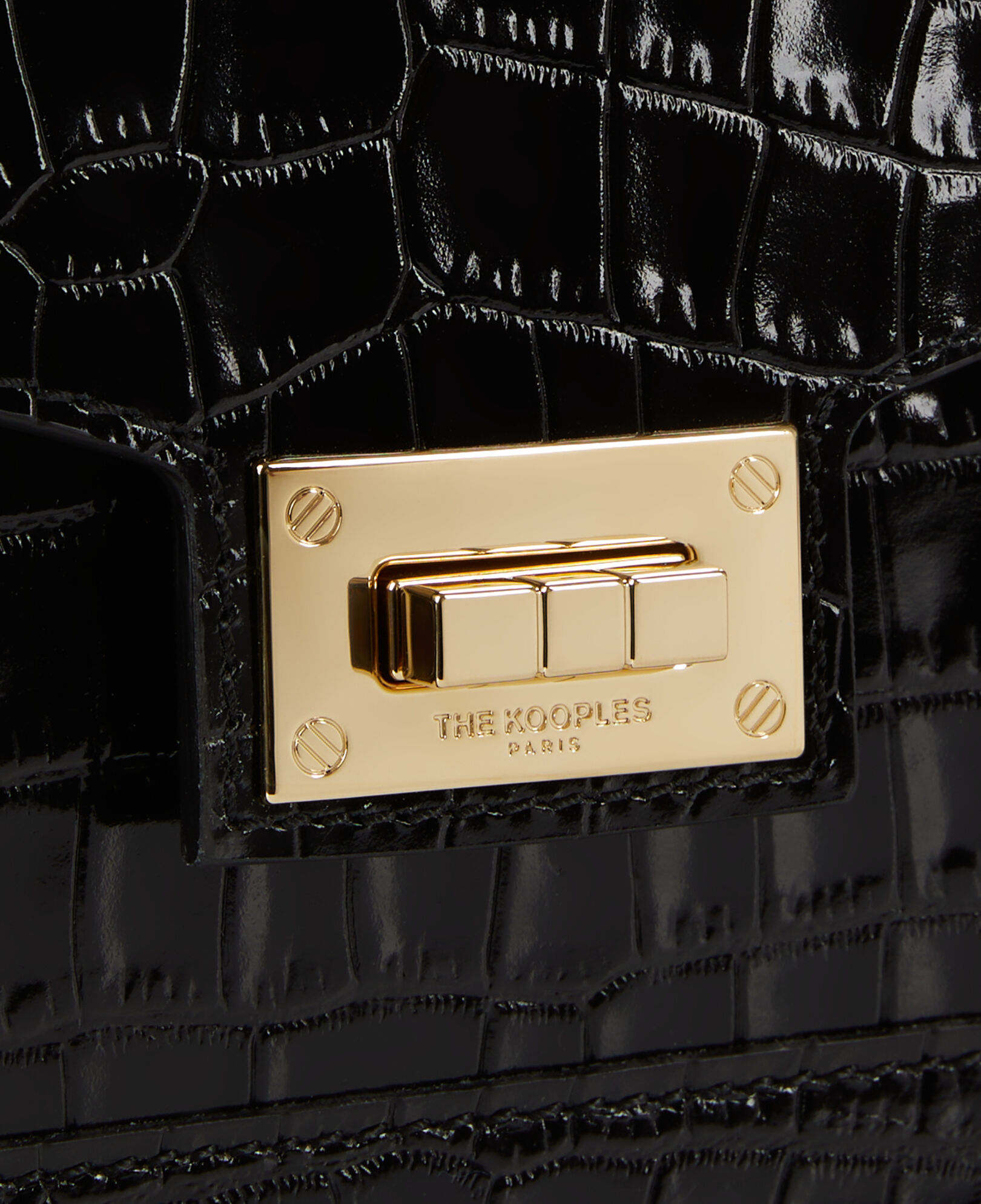 The Kooples DAMEN BLACK kleine emily-tasche aus schwarzem leder mit krokodileffekt